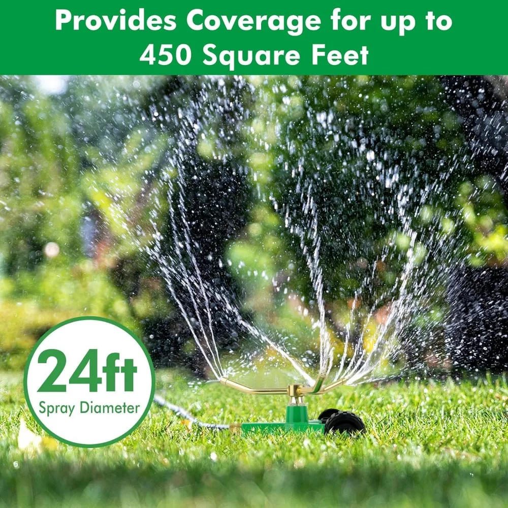 3-рычажный металлический спринклер с колесным основанием, автоматическая поворотная спринклерная система для газонов на 360 градусов для садовых растений, клумба и двора