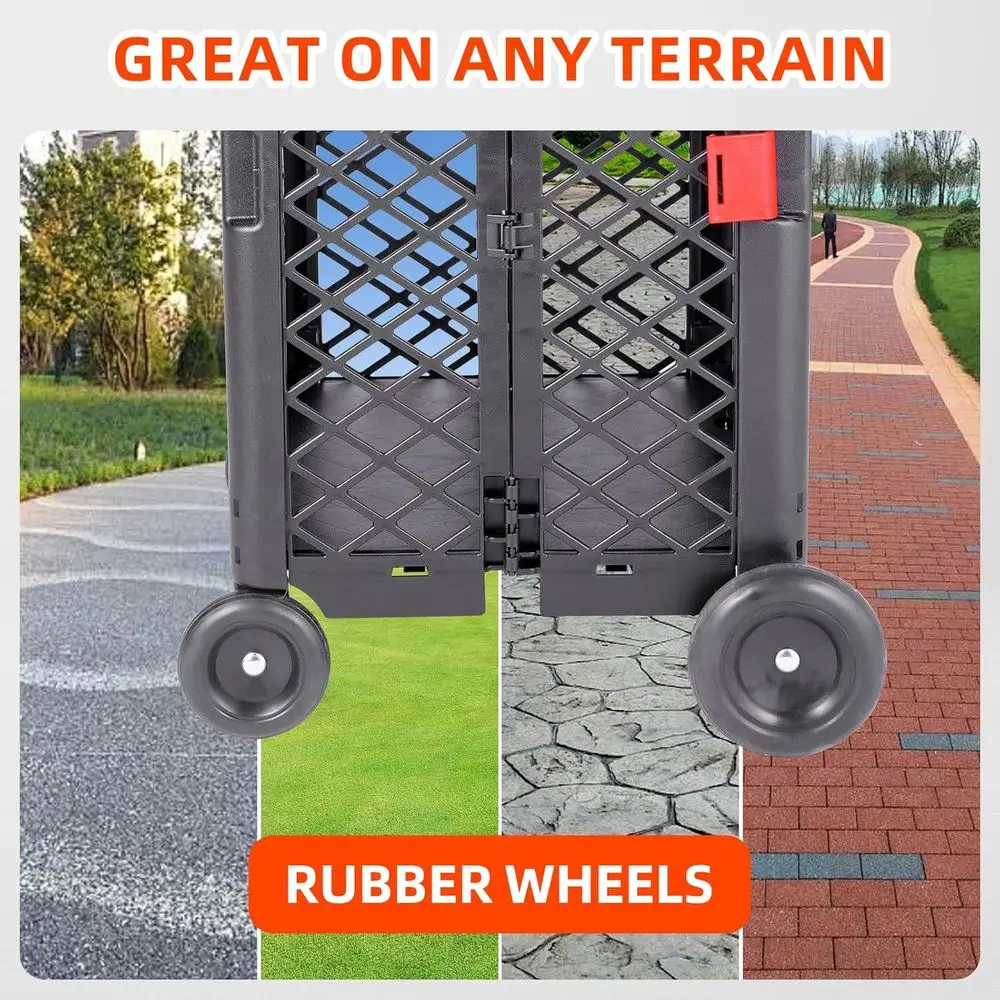 Carro utilitario con ruedas duradero, carrito de compras plegable, carrito resistente con ruedas para transportar comestibles y lavandería