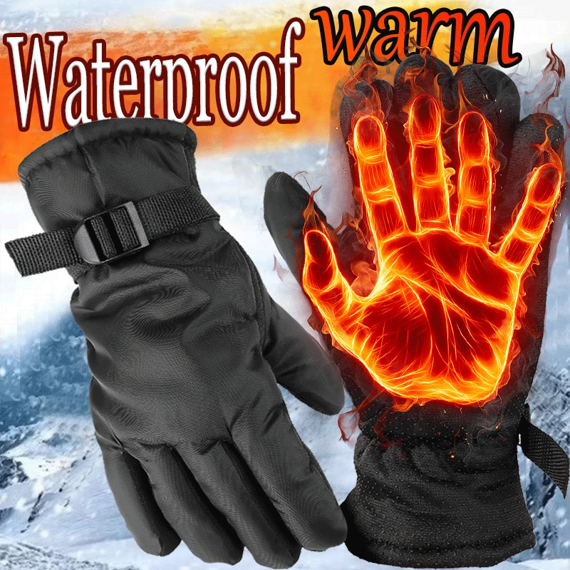 Ski Non-slip Warm Full Fingers Gloves Waterproof Men Motorbike Riding Gloves Woman TouchScreen Outdoor Sport Fleece Glove Winter