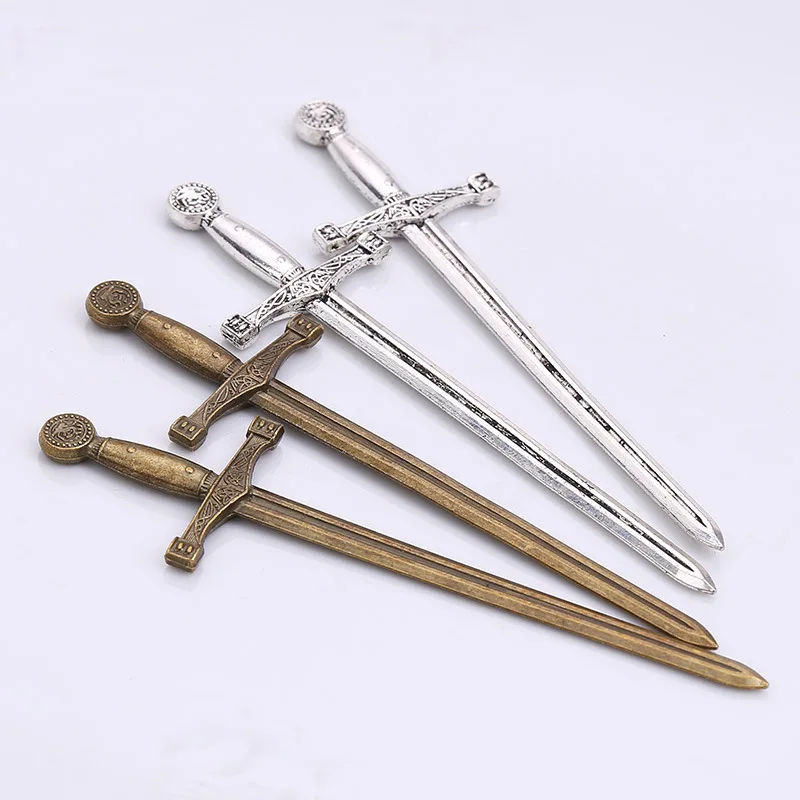 6/4Pcs Antique Swords Knife Bookmark Charms Silver Swords Knife Bookmark Pendants Creative Craft Supplies DIY Jewelry Making