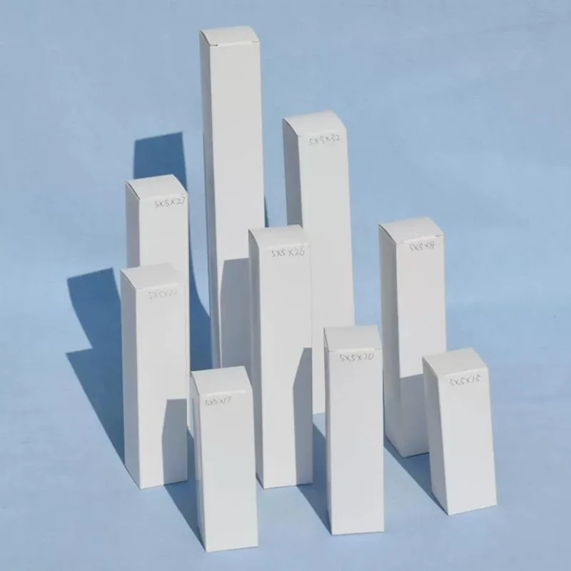 30Pcs Long Blank White Paper Box 14-36cm Cardboard for Slender Tubes Packaging Craft Gift Cosmetic Boxes