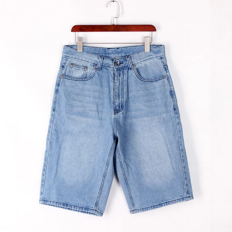 Zomer Heren Baggy Korte Jeans Lichtblauwe Denim Shorts Mode Hiphop Rechte Wijde Pijpen Losse Herenbroek Taille 30-46 Inch
