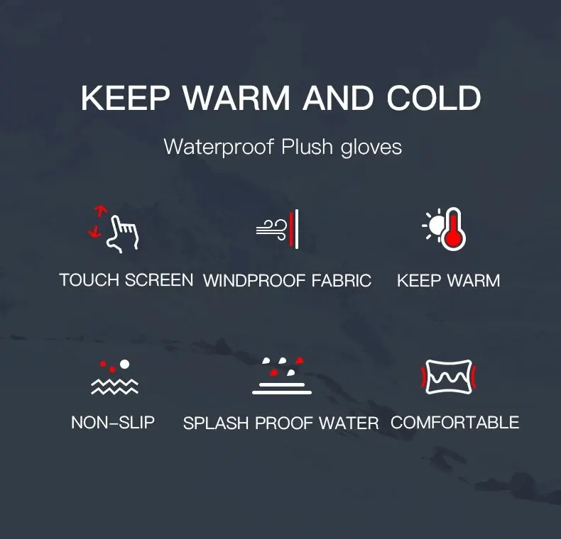 Touchscreen-Fleece-warme Handschuhe, Outdoor, Radfahren, Fahren, wasserdicht, kalte Handschuhe, winddicht, rutschfest, für Damen und Herren, Winter-Skihandschuh – Detail 7