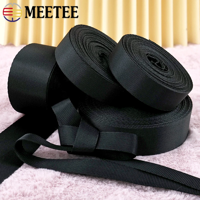 10Meters 10-100mm Black Nylon Webbing Strap Car Seat Backpack Straps Ribbon Band Pet Collar Belt Sling Tape Sewing Accessories