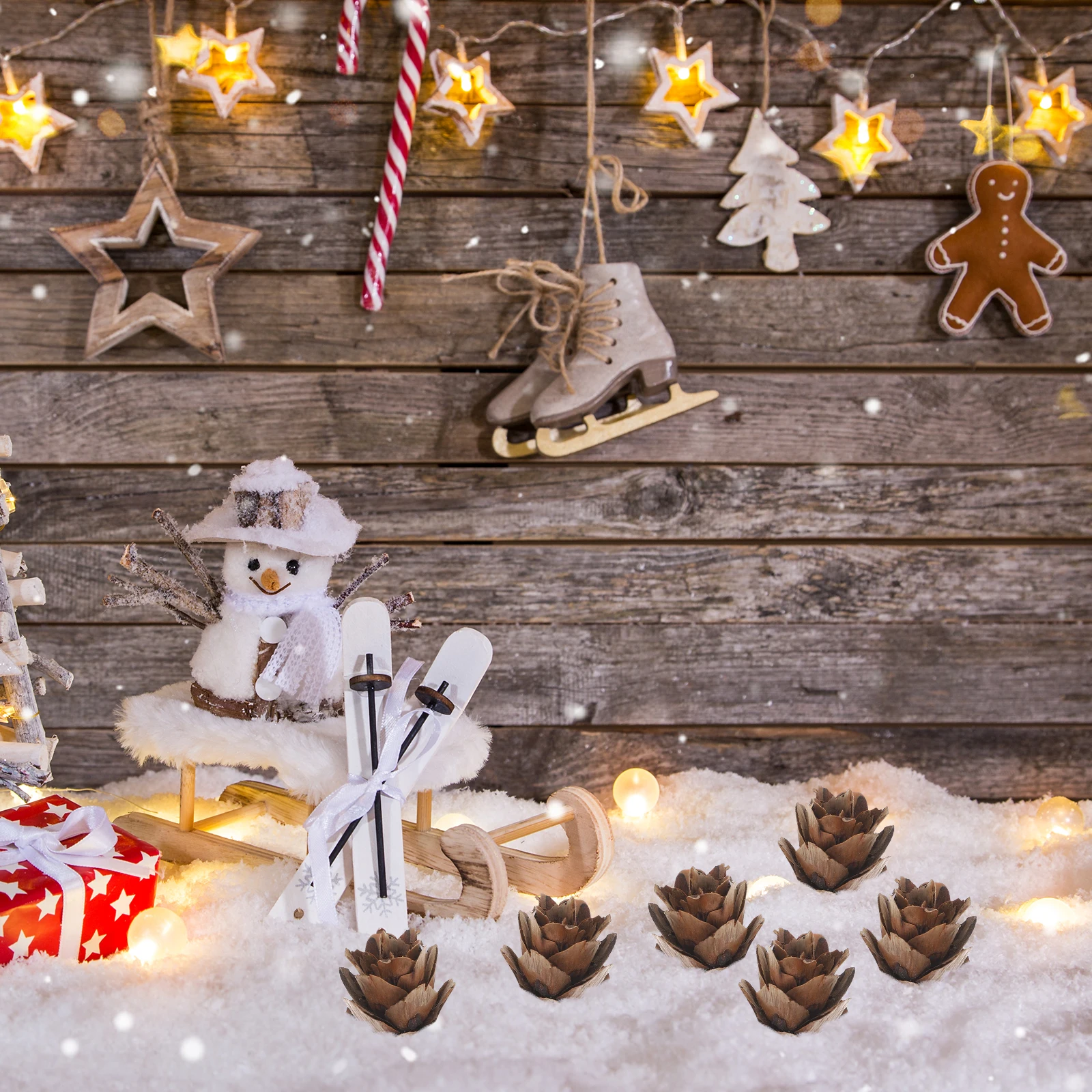 

100 Pcs Mini Pine Cone Decorations Rustic Christmas Tree Artificial Cones for Home Office Party Wedding Favors
