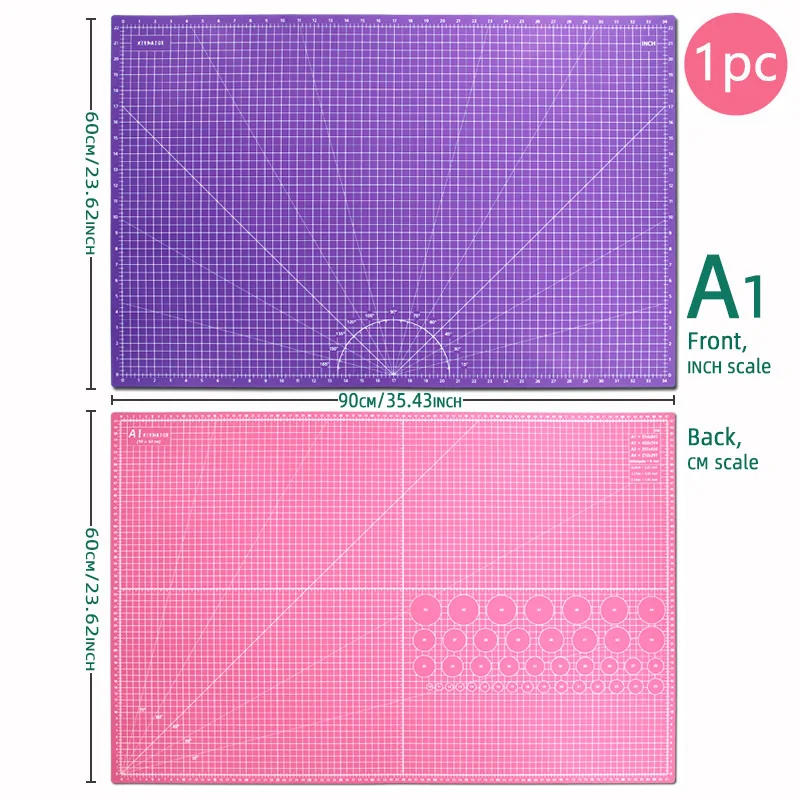 A1 Snijmat Dubbele Kleur Heigl 35,43'' * 23,62” Dubbelzijdig PVC Multifunctionele zelfherstellende snijmat Duurzaam papierkussen