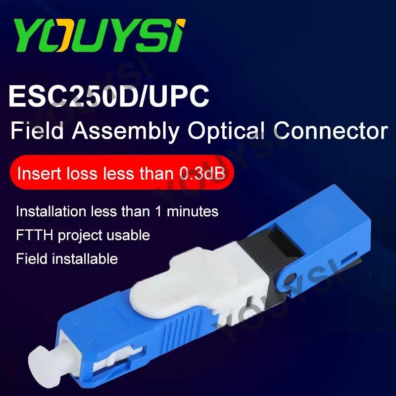 

50/100pcs ESC250D SC/UPC Single-Mode Fiber Optic SC UPC Fast Connector Fiber Optic Quick Connector FTTH SM Optic Fast Connect