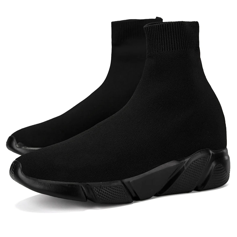 Neue schwarze Paar-Socken-Laufschuhe, atmungsaktives Mesh, Herrensocken, Turnschuhe, große Größe 47, bequeme, rutschfeste Damen-Slip-on-Schuhe