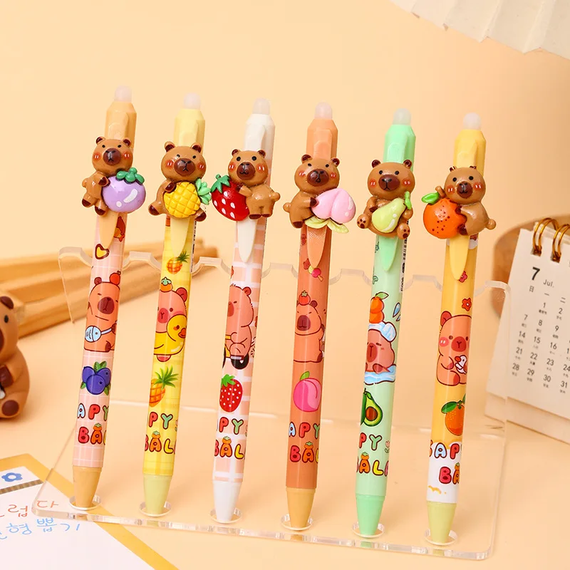 36pcs/lot New Capybara Erasable Gel Pens For Writing Kawaii 0.5mm Blue Ink Neutral Pen Kids Gift Office School Supplies