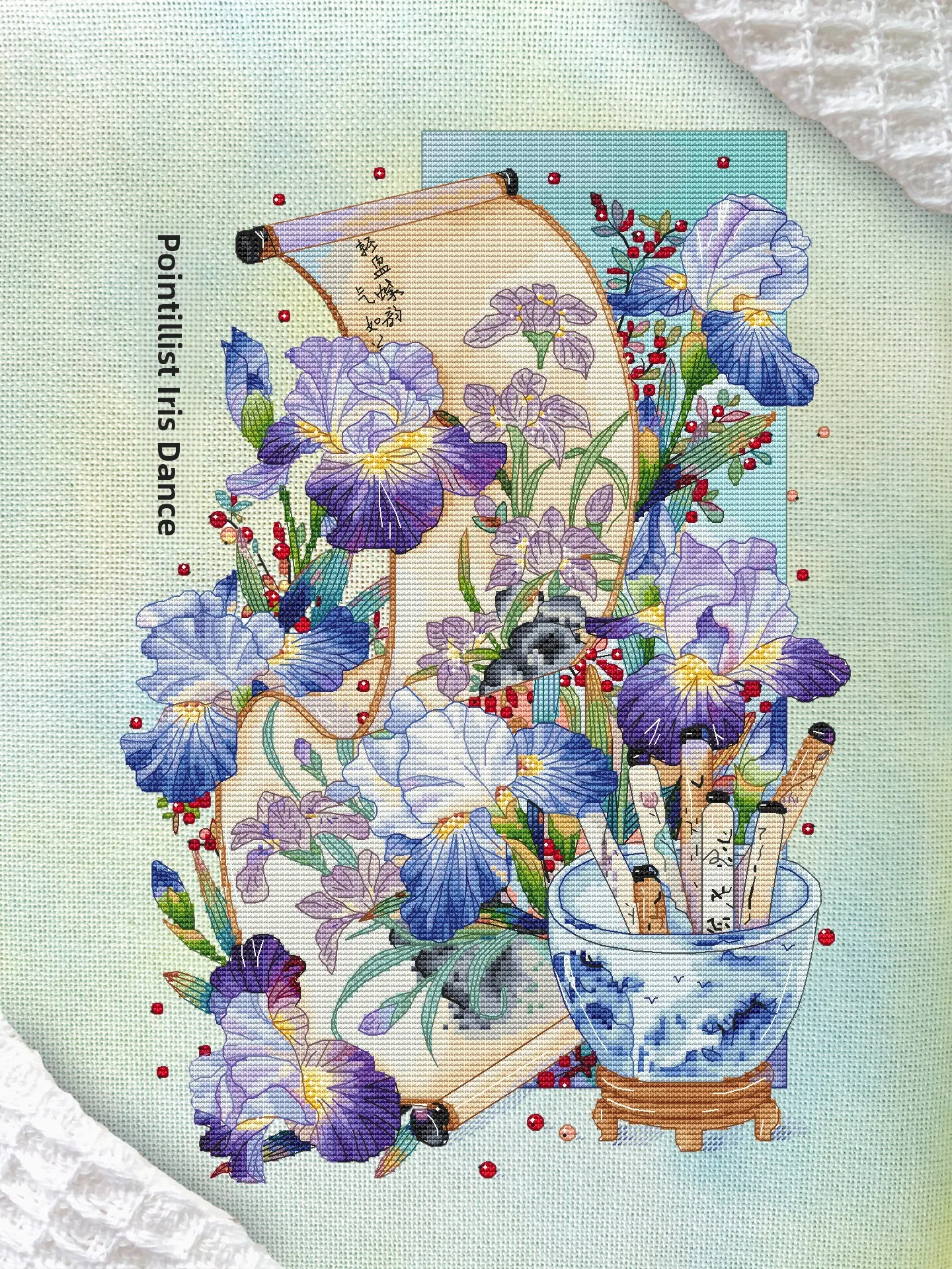 

New 2025 Cross Stitch Iris Flower Small Piece Self Embroidery Living Room Chinese Style Painting Ba Ya Tu High End Cotton Fabric