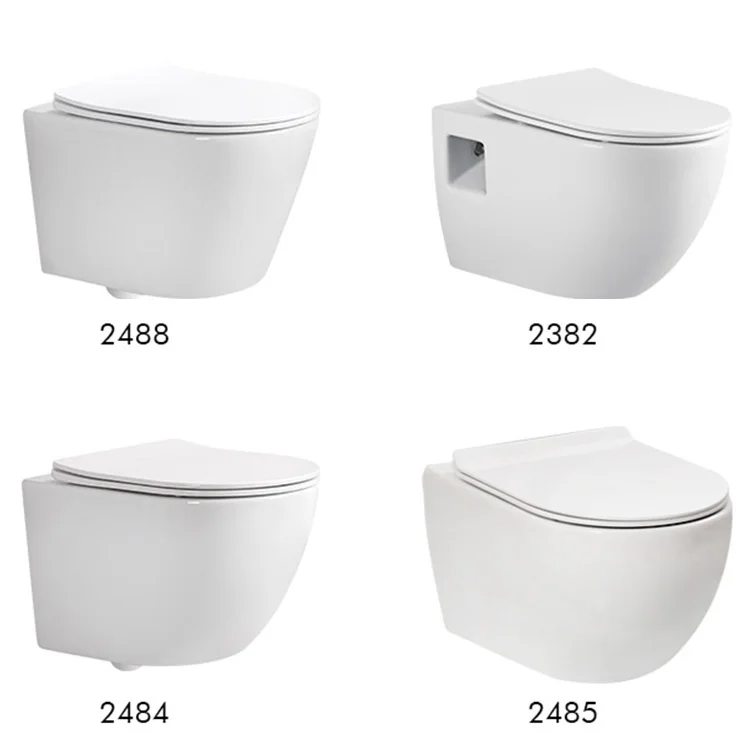 High Grade 180mm P Trap One Hole Eddy Flushing Ceramic Square Back to Wall Hung Mounted Toilet With Many Colors