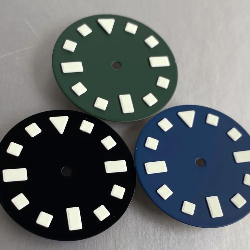Tandorio 29mm Retro negro verde azul reloj esfera manecillas ajuste NH35 NH36 ETA2824 PT5000 movimiento marcas luminosas piezas de reloj