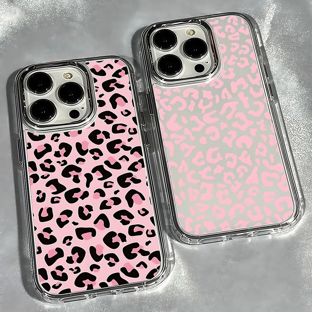 Pink Leopard Phone Case for Samsung Galaxy S26 S25 S24 S23 S22 S21 S20 Ultra Edge Plus 5G Transparent Soft Cover