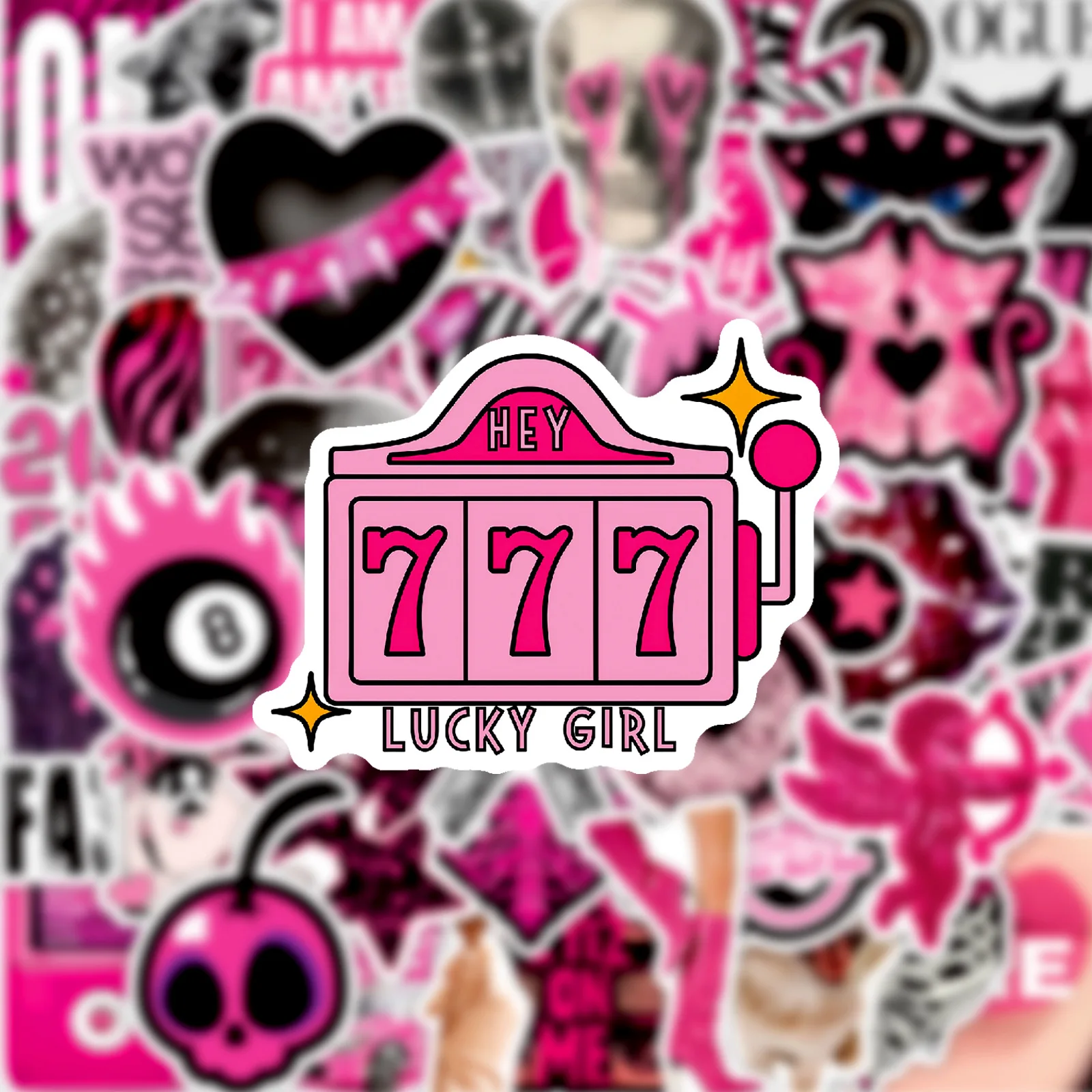 

50PCS Retro Y2K Black Pink Cool Ins Style Stickers Decoration Suitcase Scrapbooking Phone Laptop Stationery Toy Gift