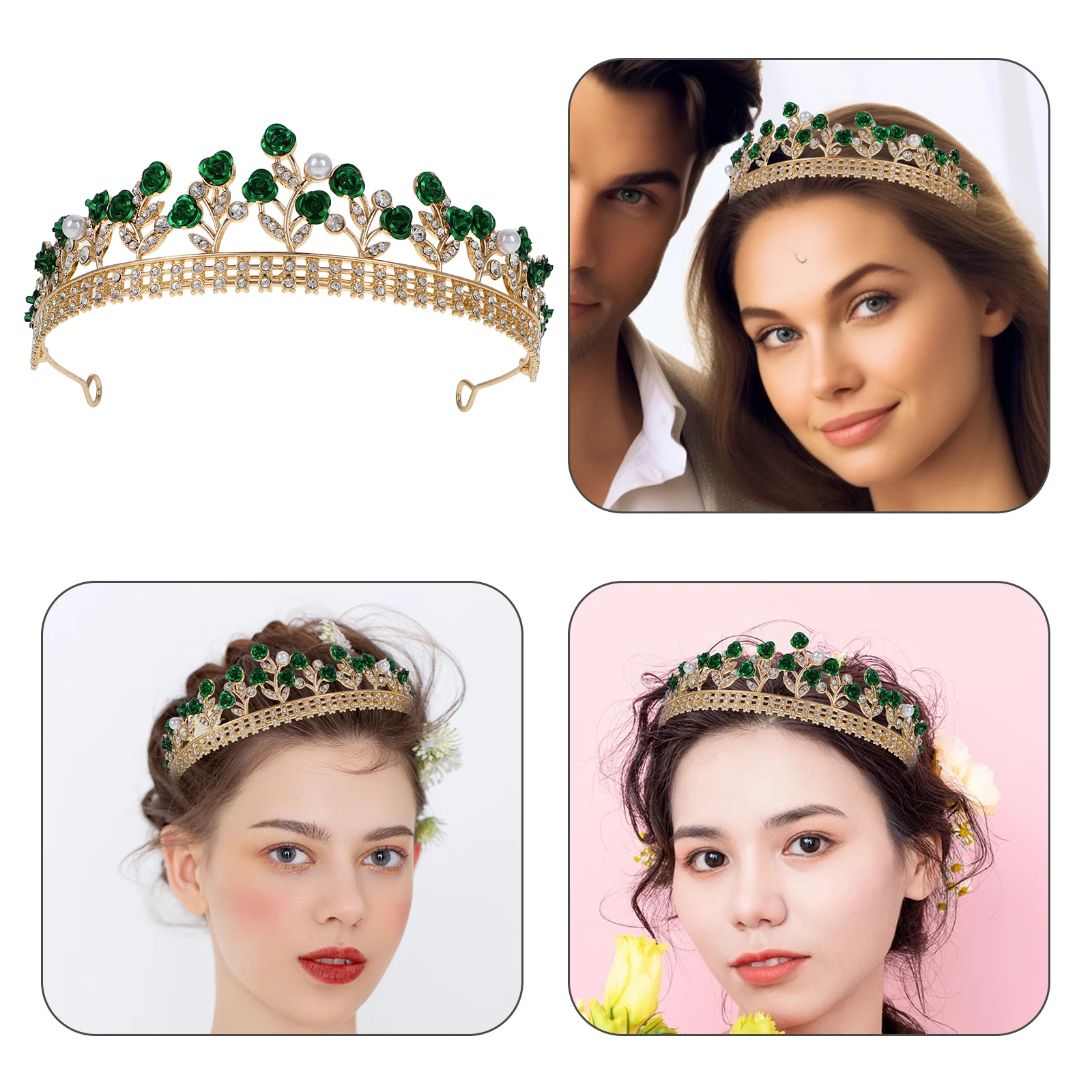 

Rhinestone Rose Crown Bridal Headband Elegant Design Lightweight Comfort Versatile Use Durable Craftsmanship Unique for Wedding