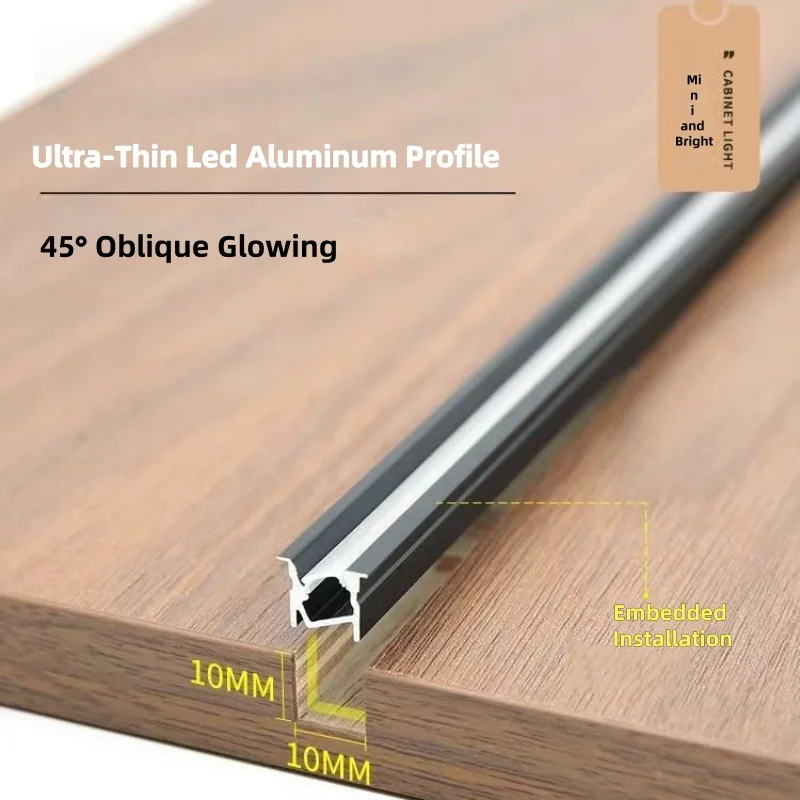 

Ultra-Thin 10X10Mm Led Aluminum Profile Channel Bar Lamp Hidden Recessed 45 Cabinet Light Silicone Cover Shelf Linear Light