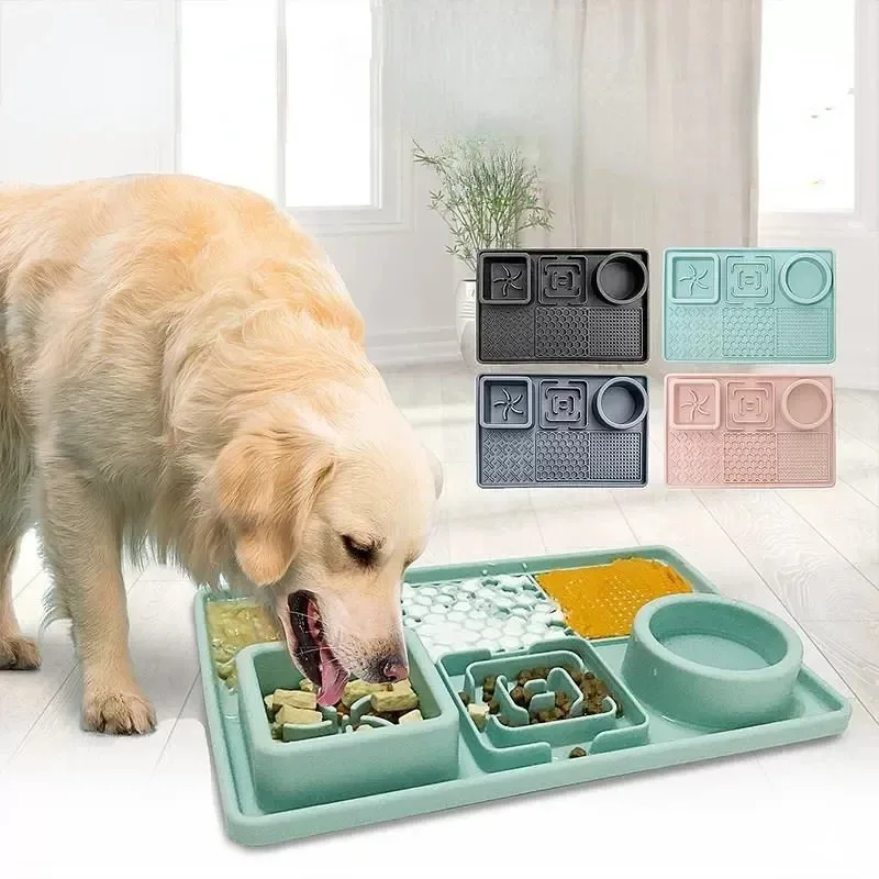 6 in 1 Slow Feeder Dog Bowls Silicone Licking Mat for Dogs Lick Mat Silicon Feeding Mat Large Dog Feeder Bowl Cat Feeding Pad