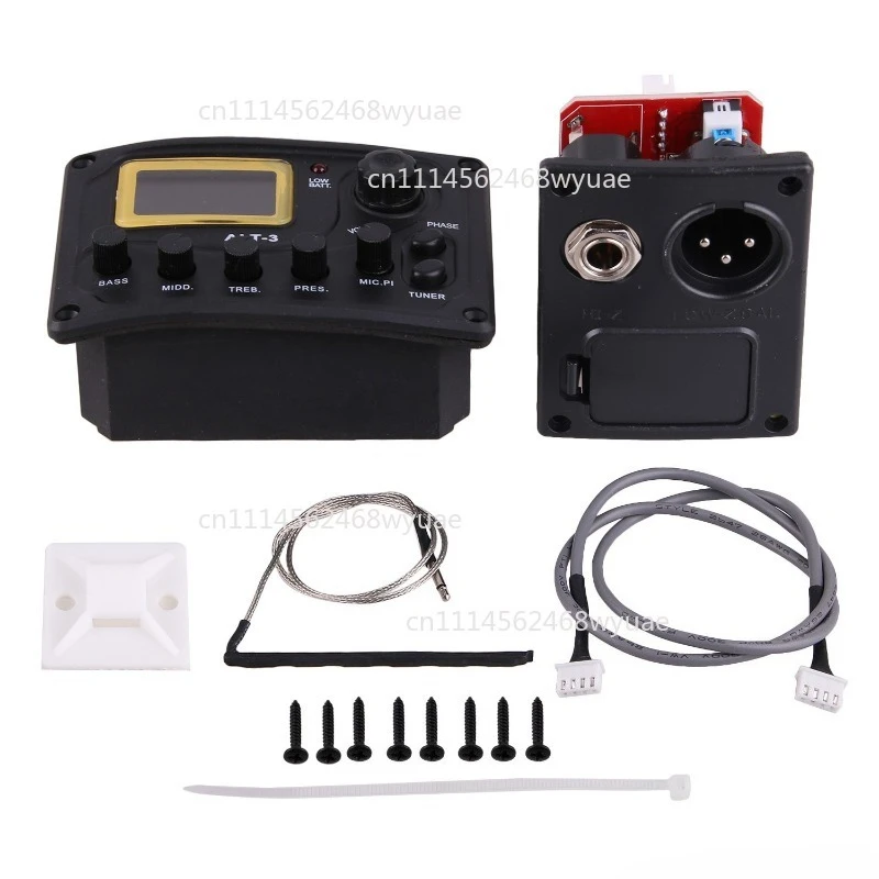 Acoustic Guitar Pickup Tuner 5-Band Eq Equalizer Acoustic Guitar Preamp Piezo Pre-Amp Amplifier System With Volume Knob Lcd Disp
