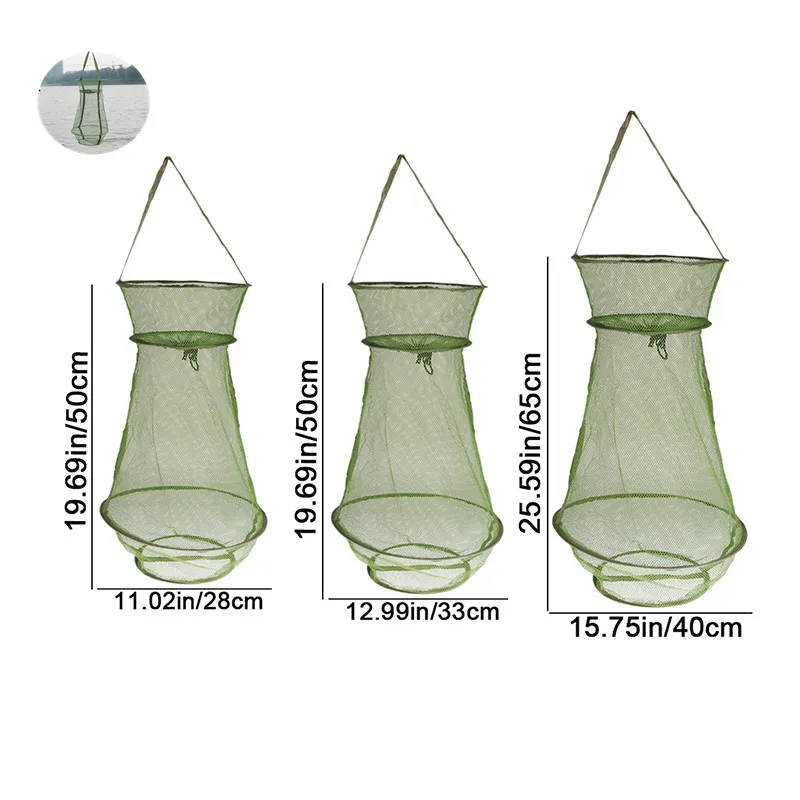 1Pc Soft Opening Design Easy To Carry And Collapsible Fishing Net Cage Fish Baskets For Live Fish For Fish, Crab, Shrimp, Etc