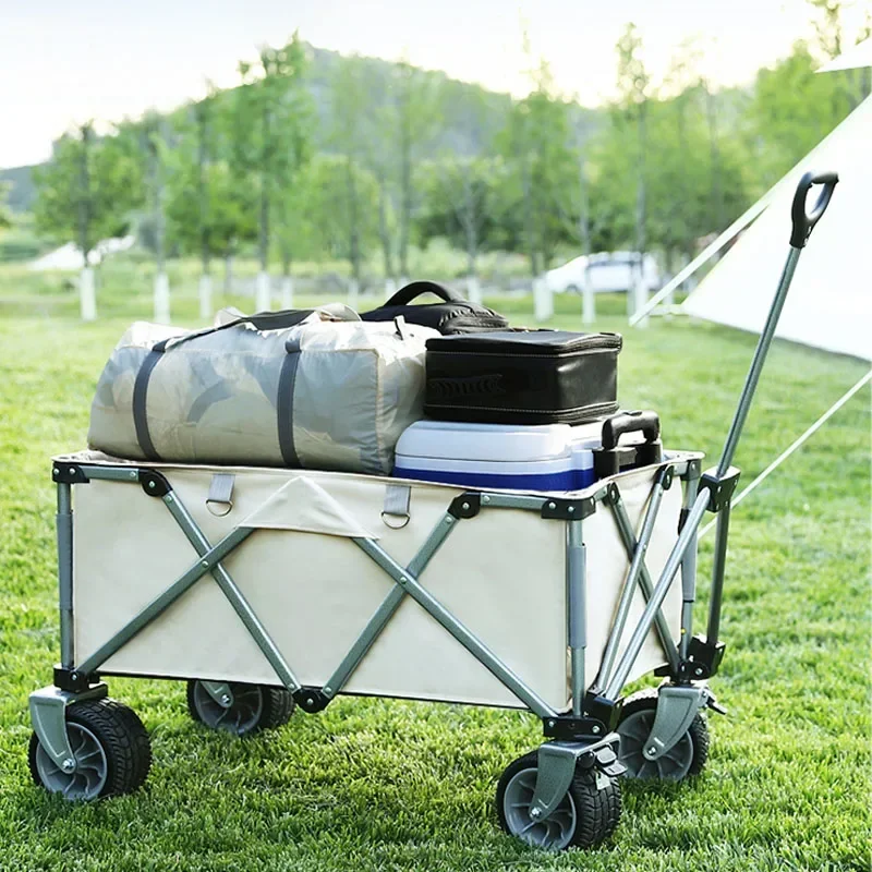 Upgrade 100KG Load European-style Outdoor Camping Trolley Folding Small Trailer Camp Trolley Shopping Cart Light And Simple Trol
