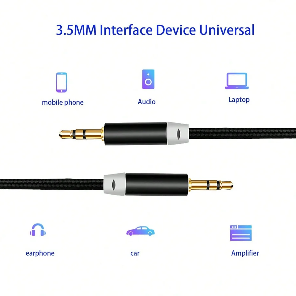Braided 3.5mm Male To Male AUX Audio Cable HiFi Sound Aux Cord For Car Stereo Speaker Headphones iPhone iPod Home Audio Devices view 5