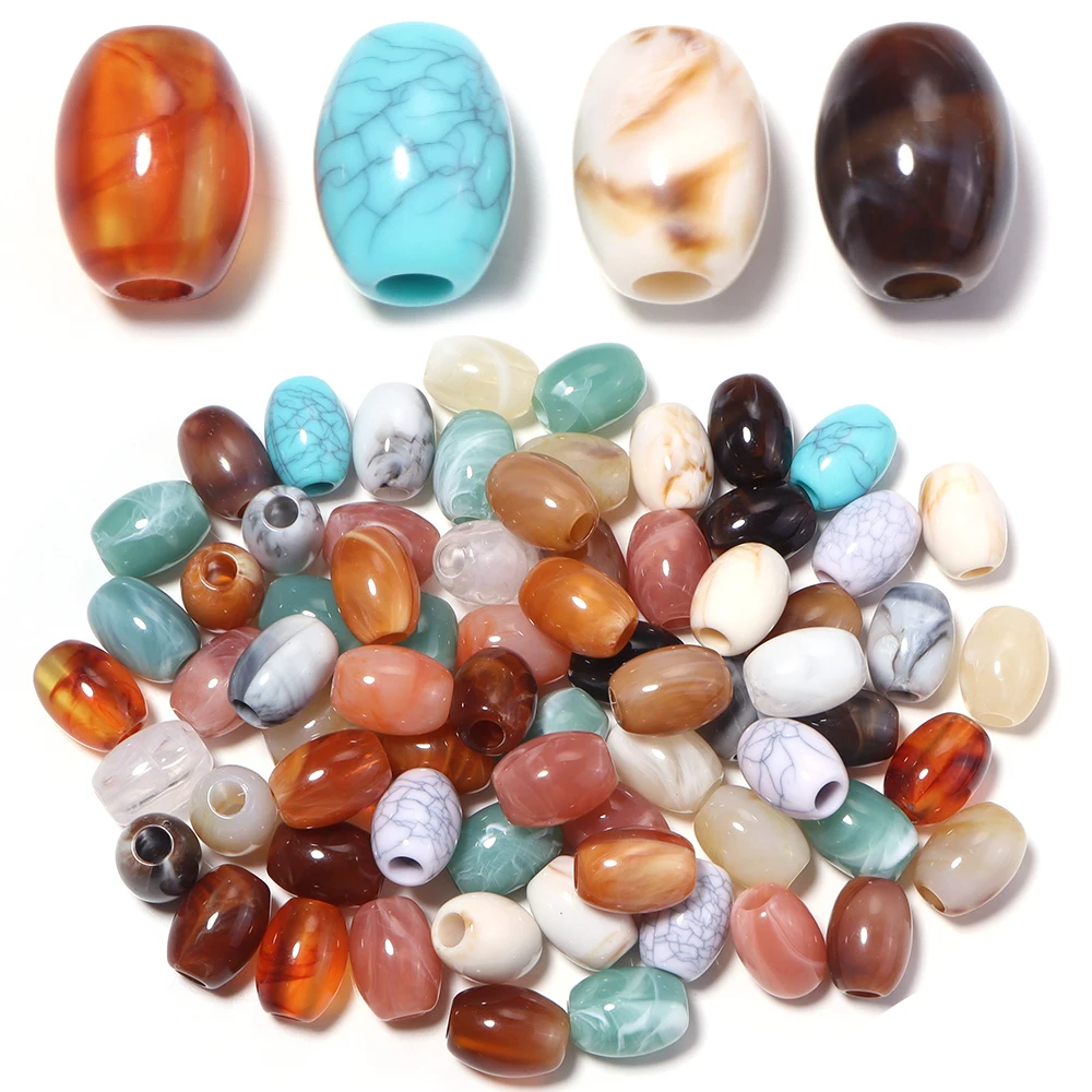 30 Stück/Lot zweifarbige Acrylperlen mit Farbverlauf, ovale Fassform, großes Loch, lose Perlen für die Schmuckherstellung, DIY-Armband, Ohrringe