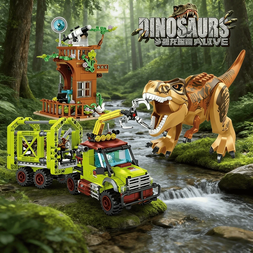Jurassic Dinosaur Toys Primeval Forest Building Block Alive Ship  Mosasaurus Assembly Bricks Educational Sets Christmas Gifts