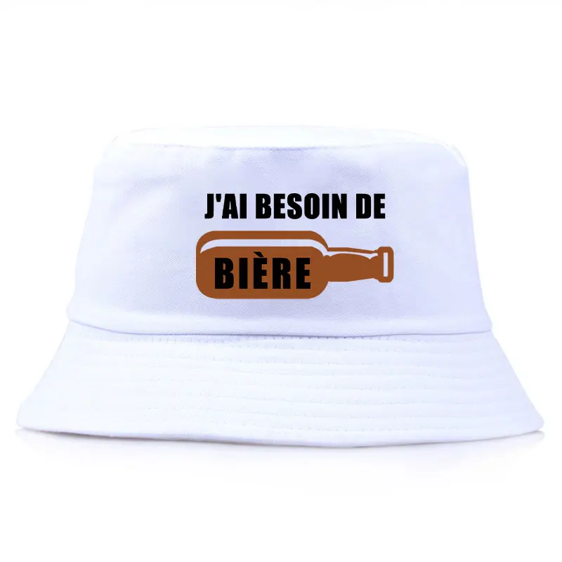 J'ai Besoin De Bière Patter Print Reversible Bucket Hat Woman Man Outdoor Summer Sun Beach Fisherman Cap Boy Daily Visor Cap Bob