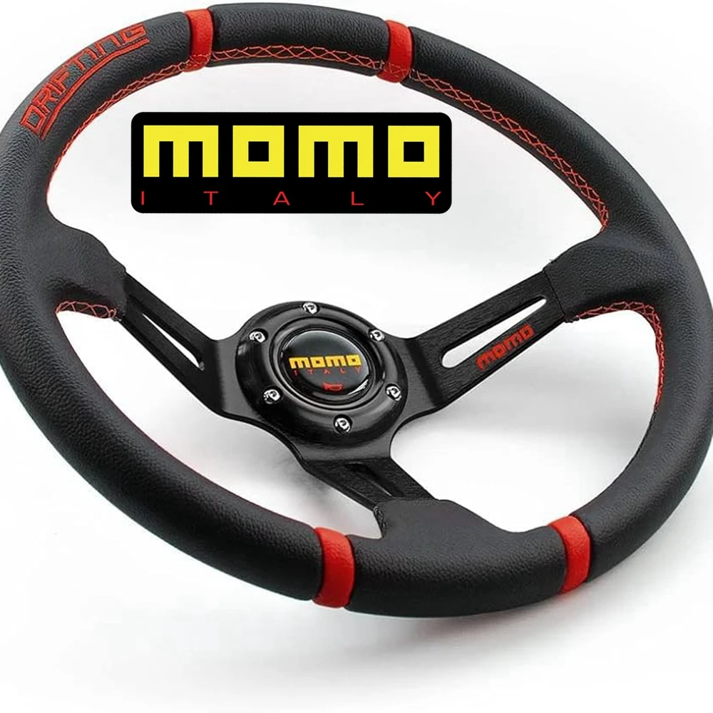 350MM Universal Drifting Racing MOMO Steering Wheel Car PVC Leather JDM Steering Wheel Volantes For VW HONDA Nissan TOYOTA BMW