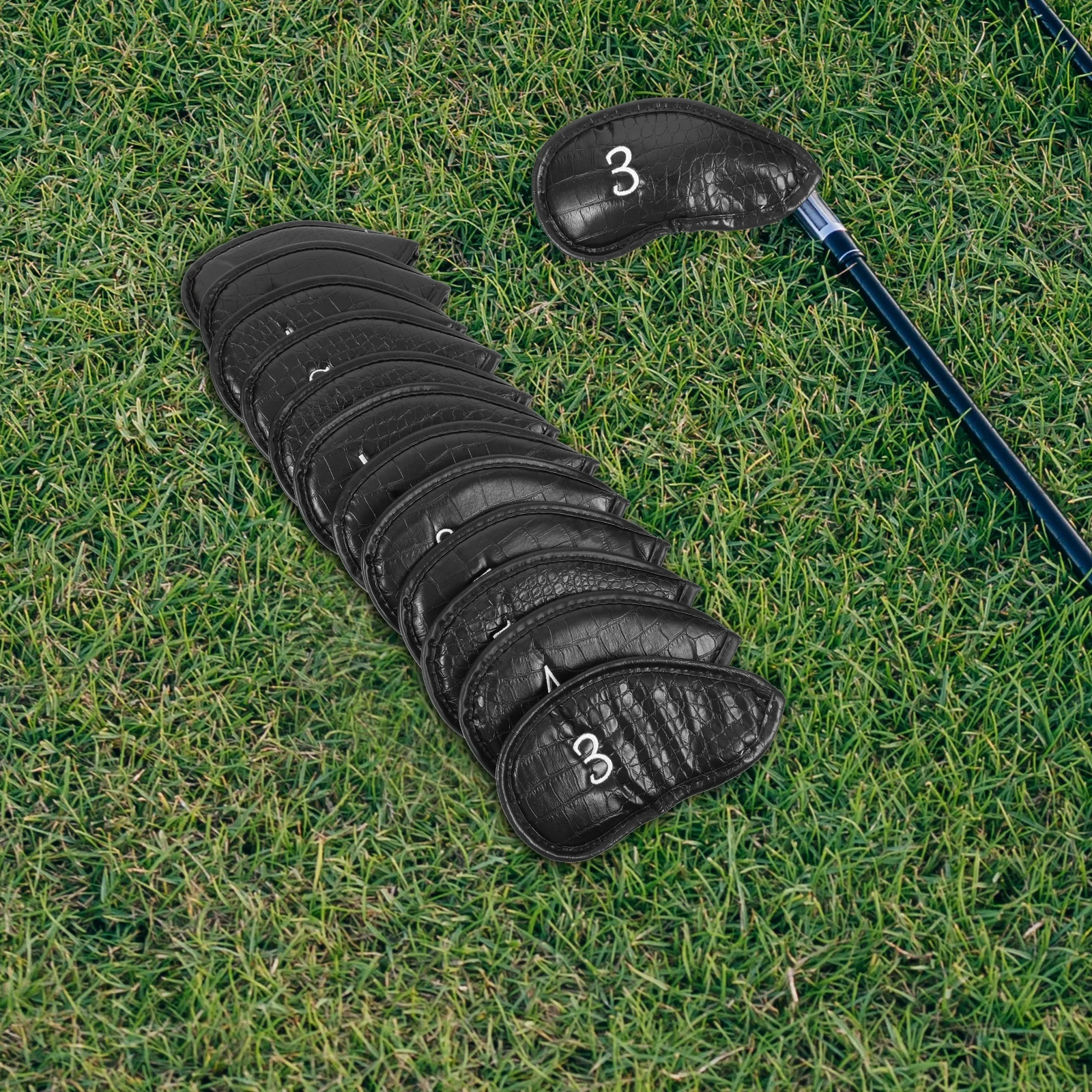 

12pcs Golf Club Cover PU Protective Head Covers Golf Clubs Holder Multifunctional Dust Proof Elastic Static Resistance Secure