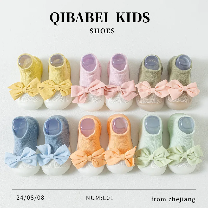 2024 New Spring/Summer Bow Cute Baby Girl Cartoon Princess Style Baby Socks Toddler Shoes Baby Anti Slip Soft Soled Sneakers