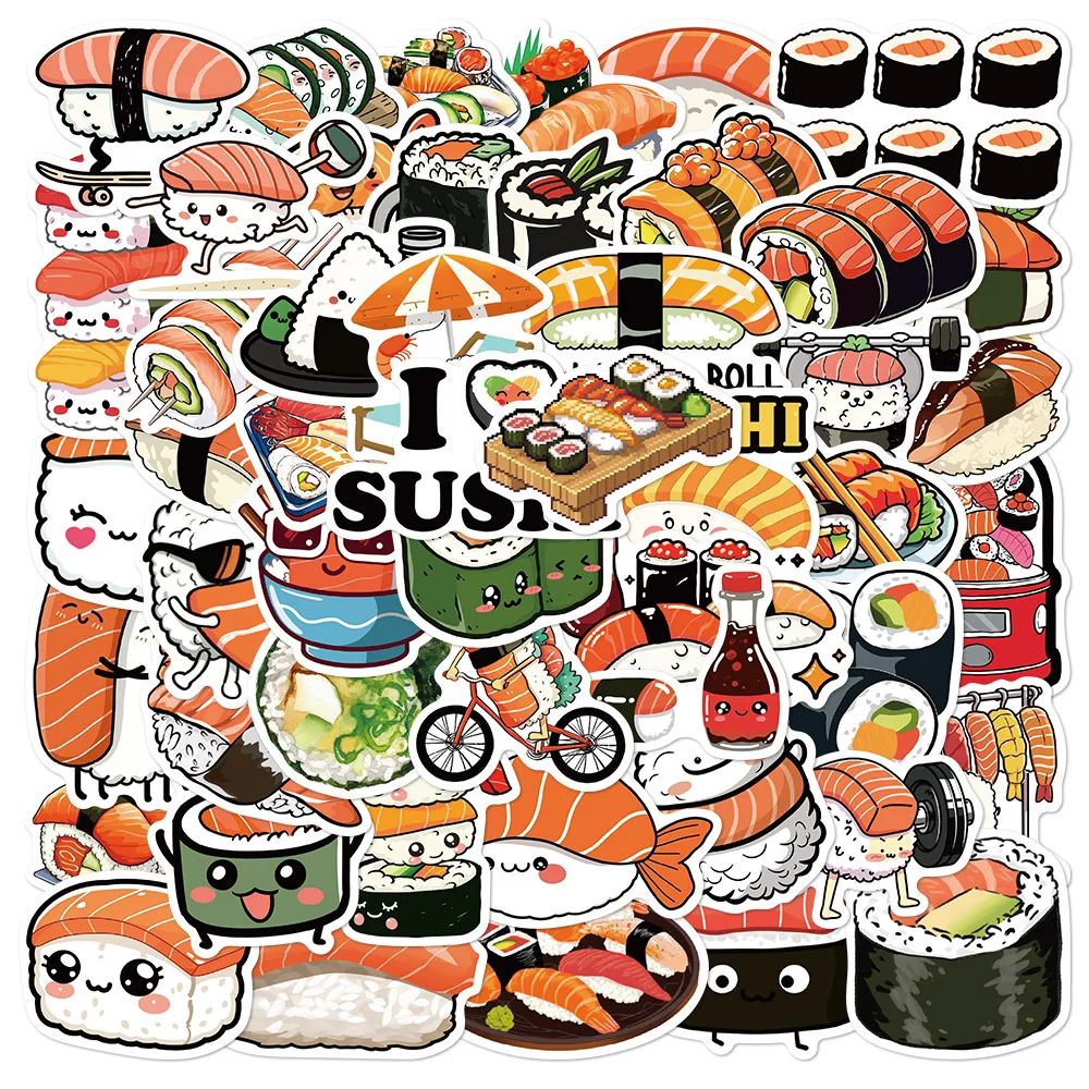 

10/50PCS Japanese Food Cute Sushi Stickers Aesthetic Decals Kid Toy DIY Scrapbook Diary Laptop Fridge Refrigerator Phone Sticker