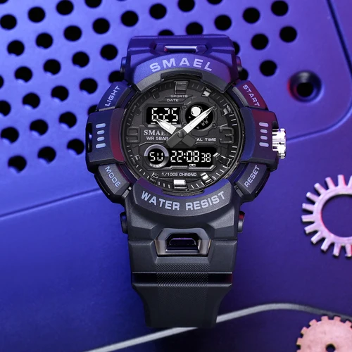 Imagen 2 del producto SMAEL-relojes deportivos digitales para hombre, reloj de pulsera militar resistente al agua hasta 50m con LED, cronómetro y alarma, 8063