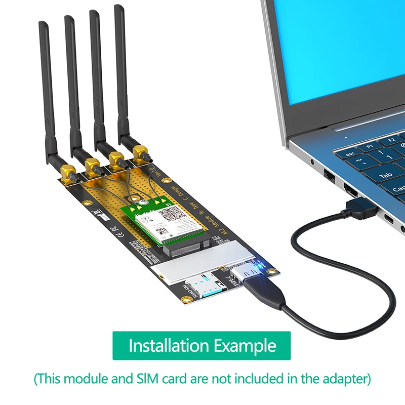 Imagem -06 - tipo c Adaptador de Rede com Cabo Usb 3.0 m2 b Key 3g 4g Módulo 5g Nano Slot Suporte para Antena Rm500q Rm500u Gm800 Sim8200