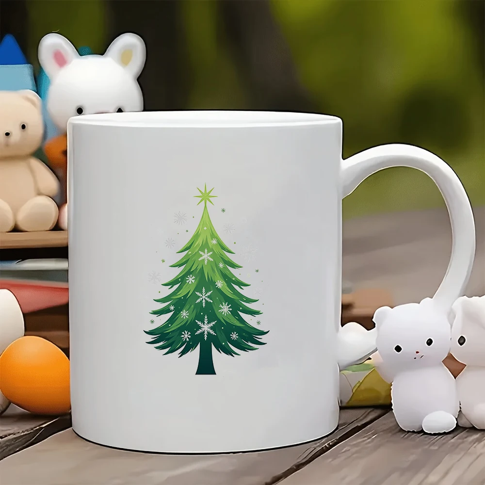 

11oz Mugs + Cartoon Christmas Tree Sticker Set Christmas Gift Kids Water Cup Family Office Coffee Cup
