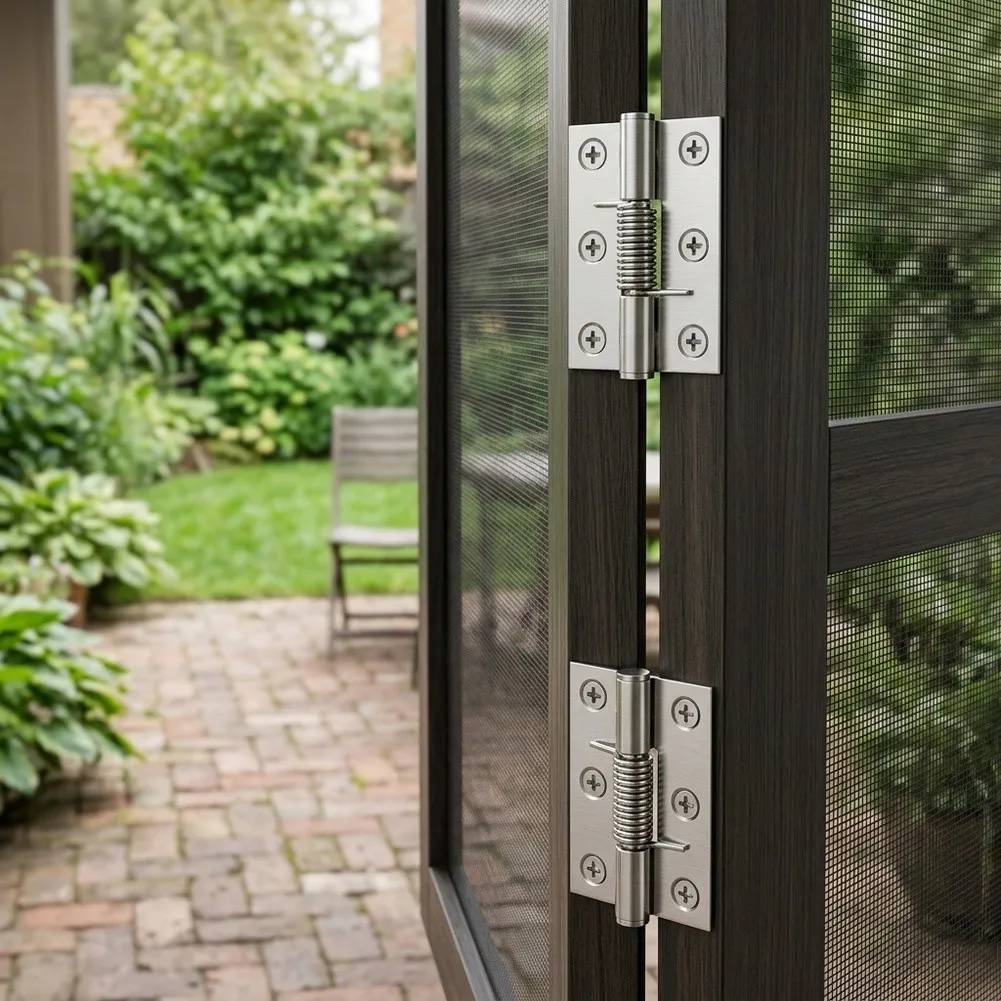 Flat Mount Spring Hinges for Screen Door Stainless Steel Self Closing Butterfly Hinges Kit 3 inch 4 inch 6 pcs Package