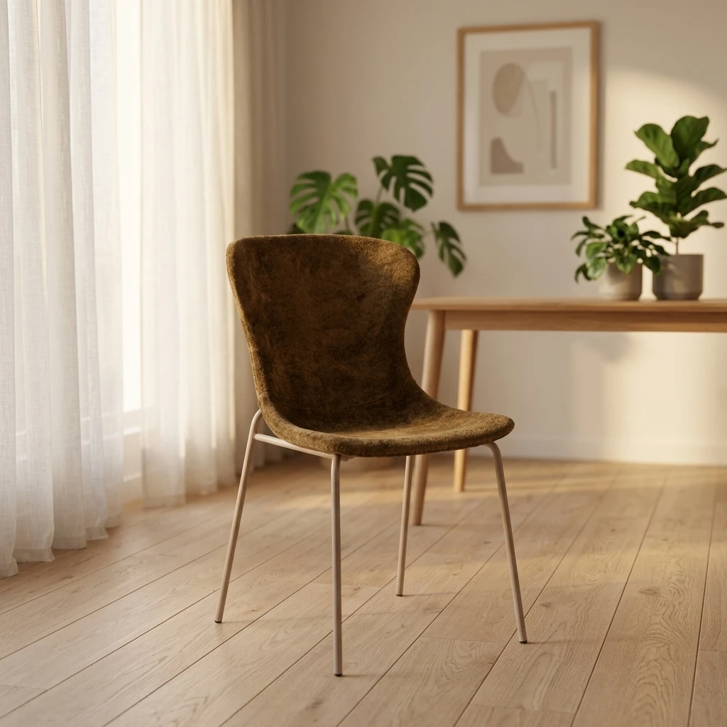 Wholesale Minimalist Small Space Quiet Luxury Upholstery Performance Metal Legs Brown Kitchen Cafe Chair Velvet Dining Chairs