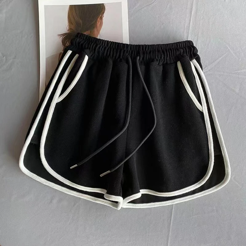 

Women Casual Drawstring Sports Shorts Elastic High Waist Fitness Running Loose A-line Shorts Basic Yoga Wide Leg Trousers Summer