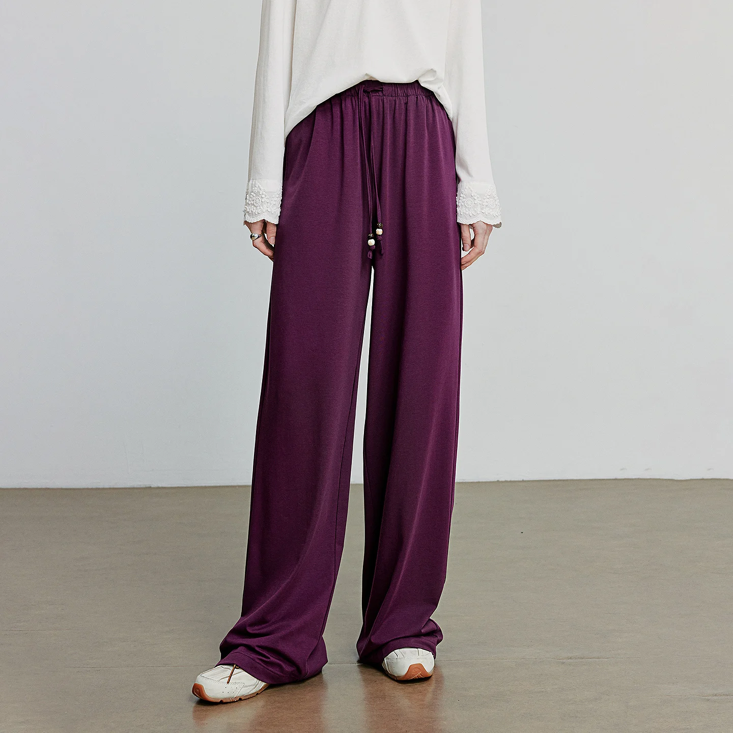 TOYOUTH Women Wide Leg Pants 2025 Autumn New Lyocell Cotton Lazy Casual Pants