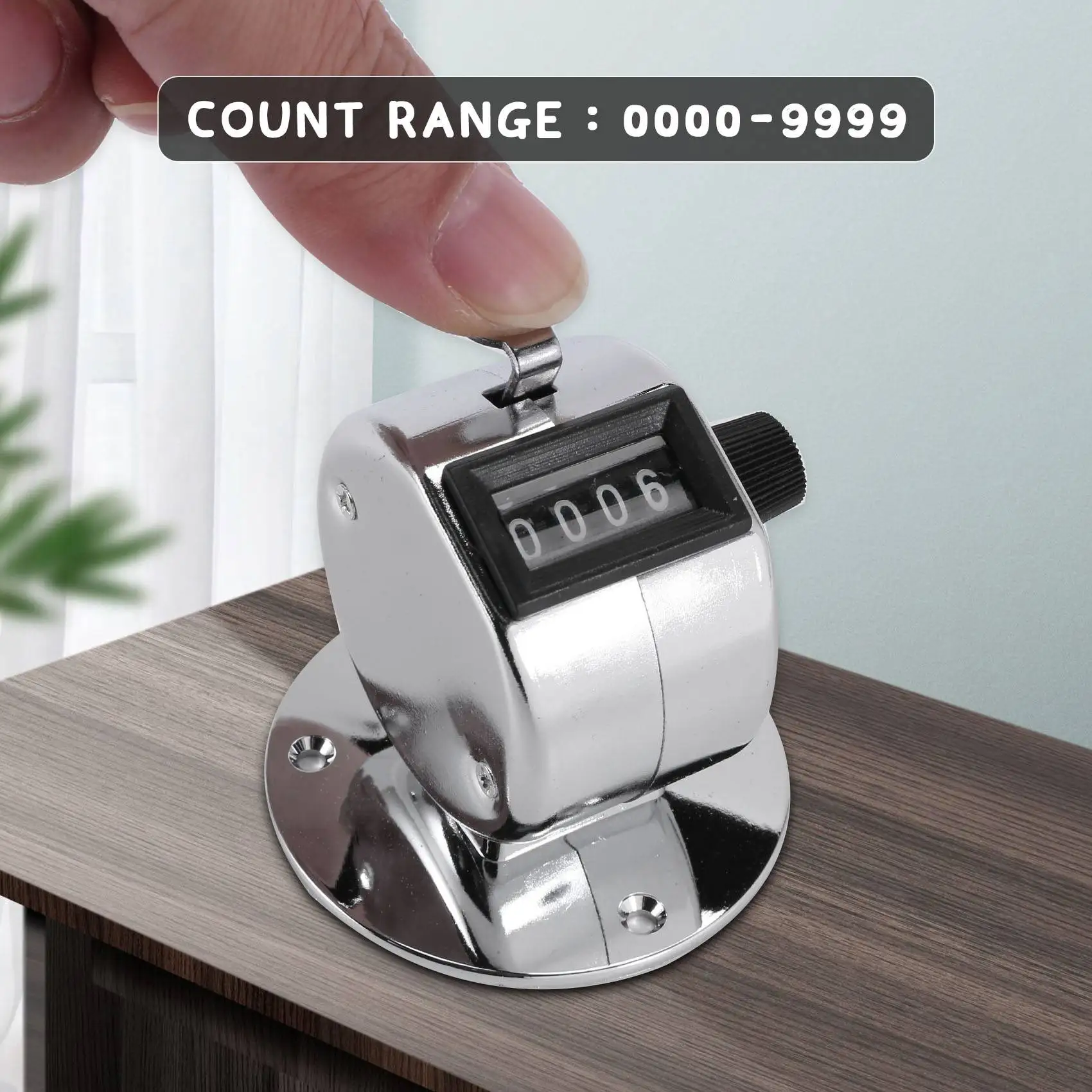 Round Base 4 Digit Manual Hand Tally Mechanical Palm Click Counter