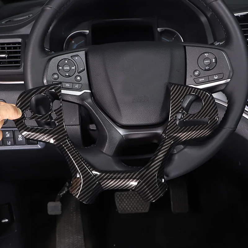 

ABS углеродное волокно/красный/матовый черный для Honda Pilot 2015-2022 Автомобильный руль декоративная рамка-Наклейка Автомобильные аксессуары для интерьера