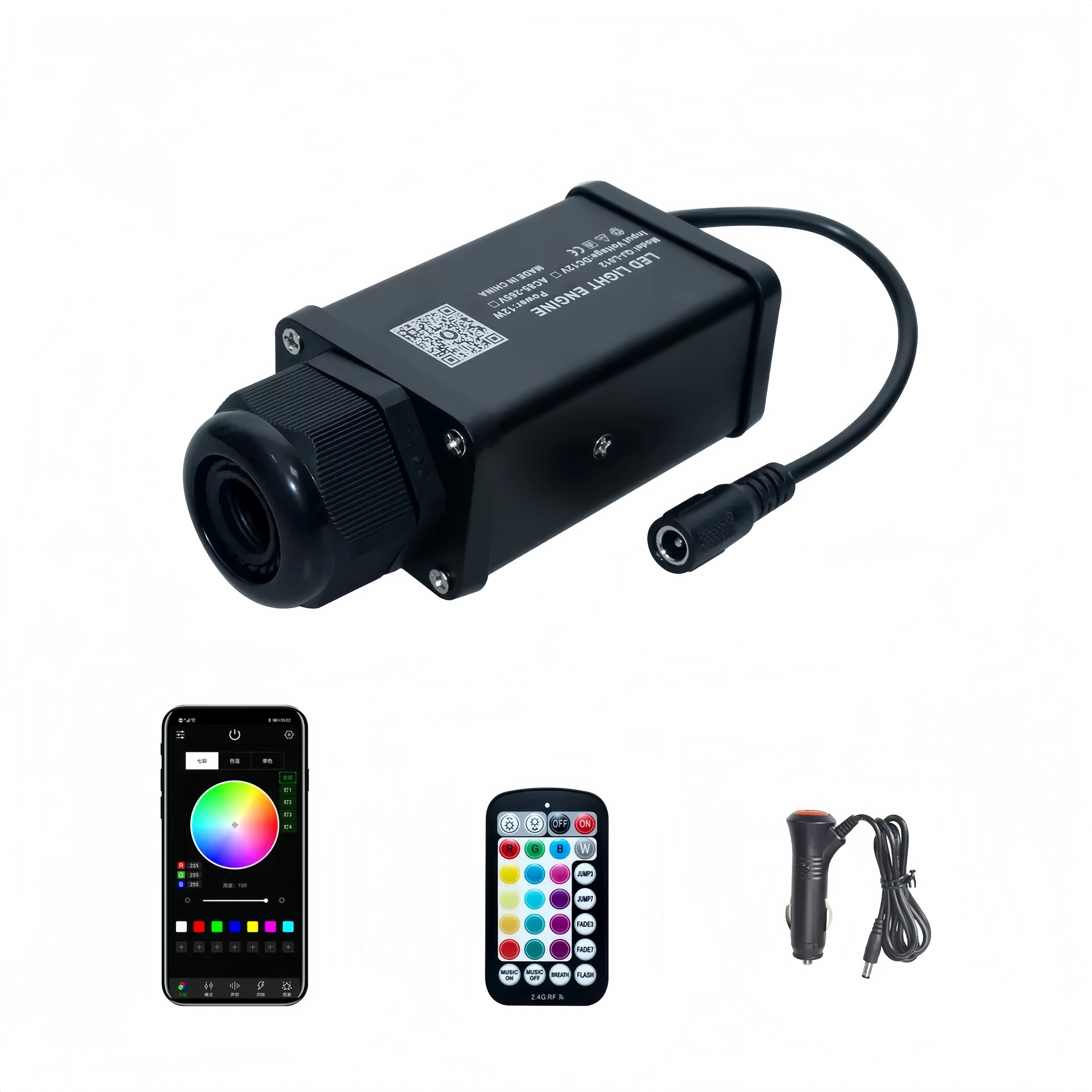 Mini 12W Sound Activated Fiber Optic Light Source RGBW Light Box Engine Diver APP/Remote Control Music Sensor Twinkle Ceiling D
