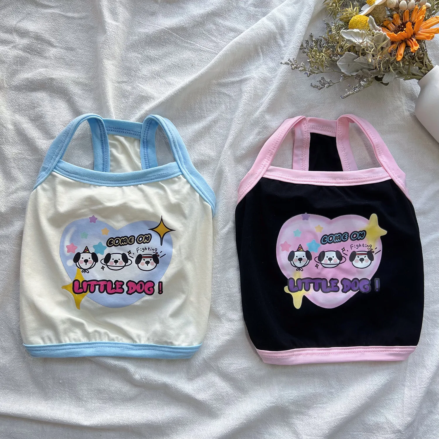 Pet Pure Cotton Camisole Spring Teddy Bear Cat and Other Cute Contrasting Color Camisole Puppy Clothes Dog Cooling Vest