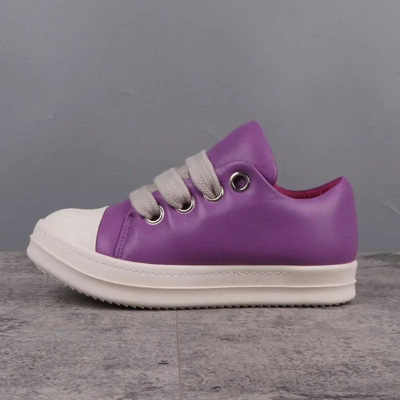 

Men's Casual Shoes Jumbo Shoelace Purple Solid R0 Shoes for Women Leather Lace-up Fashion Men's Sneakers