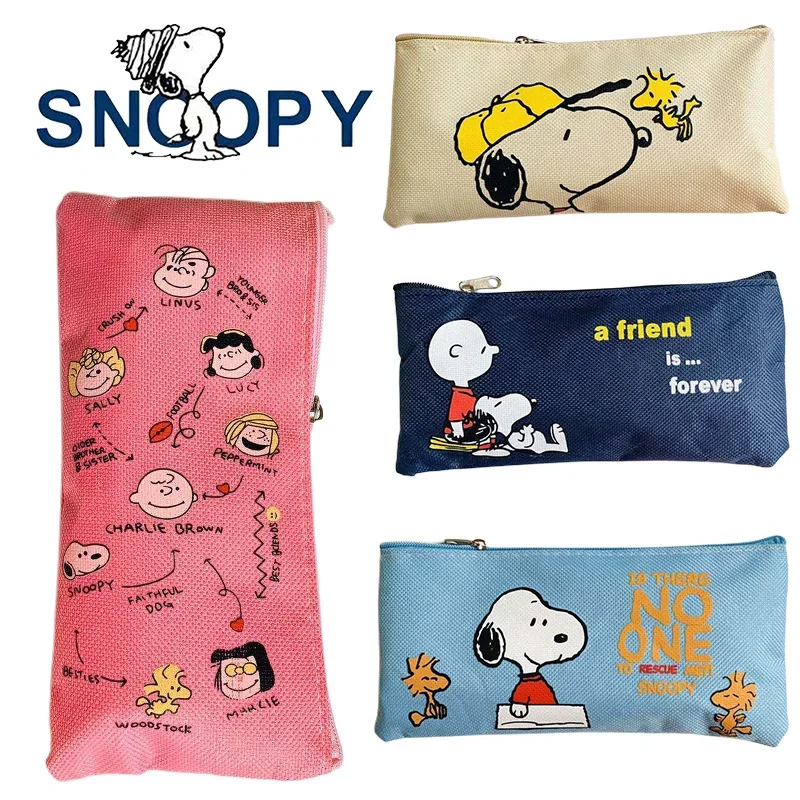 Astuccio Snoopy Kawaii in tessuto Oxford di grande capacità per ragazze e ragazzi, astuccio per matite per cuccioli di cartone animato, astuccio per