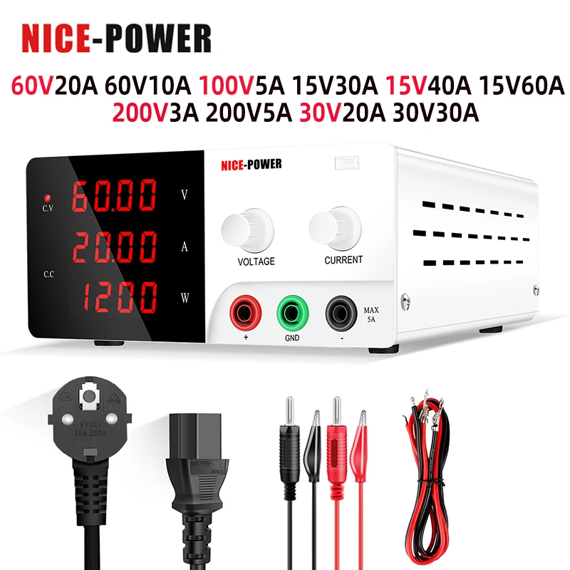 

NICE-POWER Large Voltage DC Stabilized Power Supply 450W-1200W Adjustable Bench Power Supply Variable 15V 30V 60V 100V 200V 10A