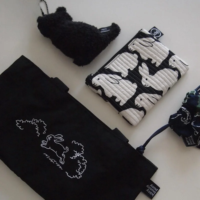 

Сумка-органайзер KBP большой вместимости, портативная, с принтом кролика и пони, хлопковая, на молнии, прямоугольная, в корейском стиле