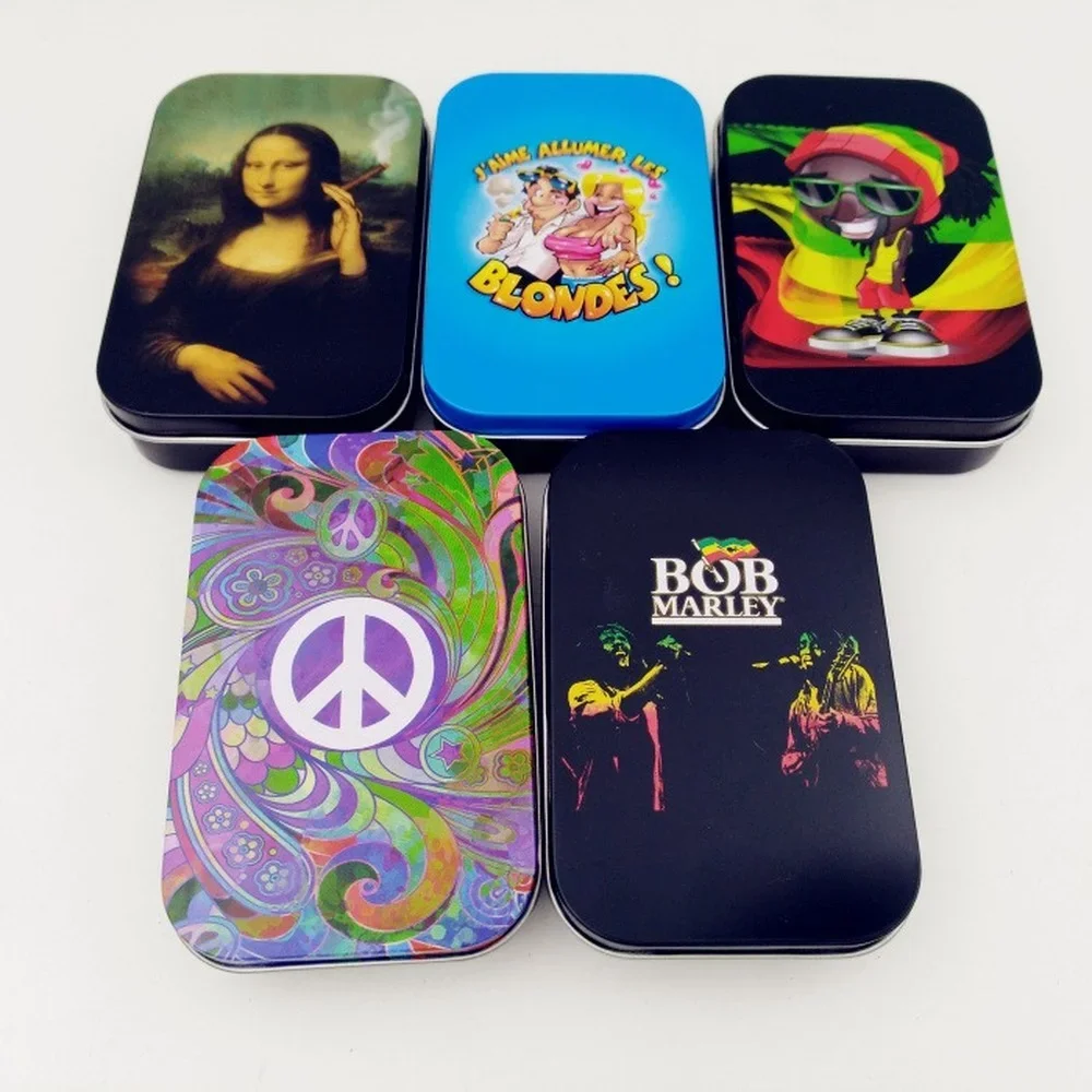 Cigarette Case Box Black Tobacco Storage  humidor rolling paper box Jewelry Candy Coin Key Organizer Tin Flip Gifts Sealed