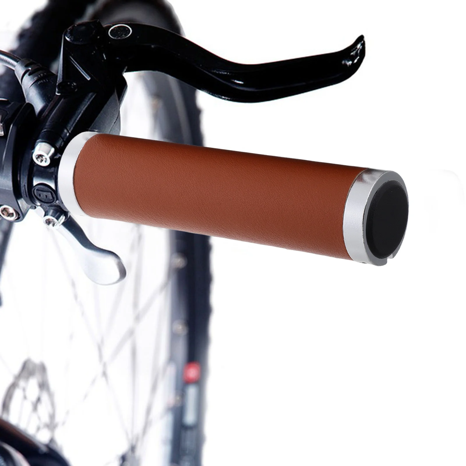 

1Pair PU Bicycle Handlebar Grips Vintage Antislip Comfortable for Mountain Touring Folding Bikes Riding Protection Accessories