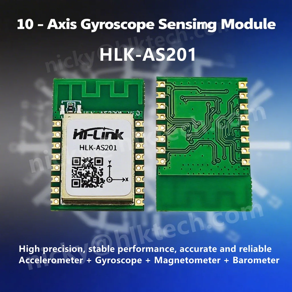 Hi-Link Gyroscope Module Ten - Axis Attitude Sensor HLK-AS201: Accelerometer, Magnetic Field, Angle, Air Pressure, Altitude